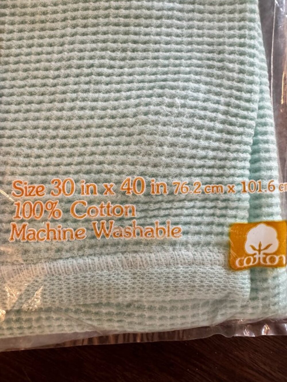 Vintage Curity Waffle Weave Thermal Receiving Blanket Green Brand New in Package - Picture 2 of 3